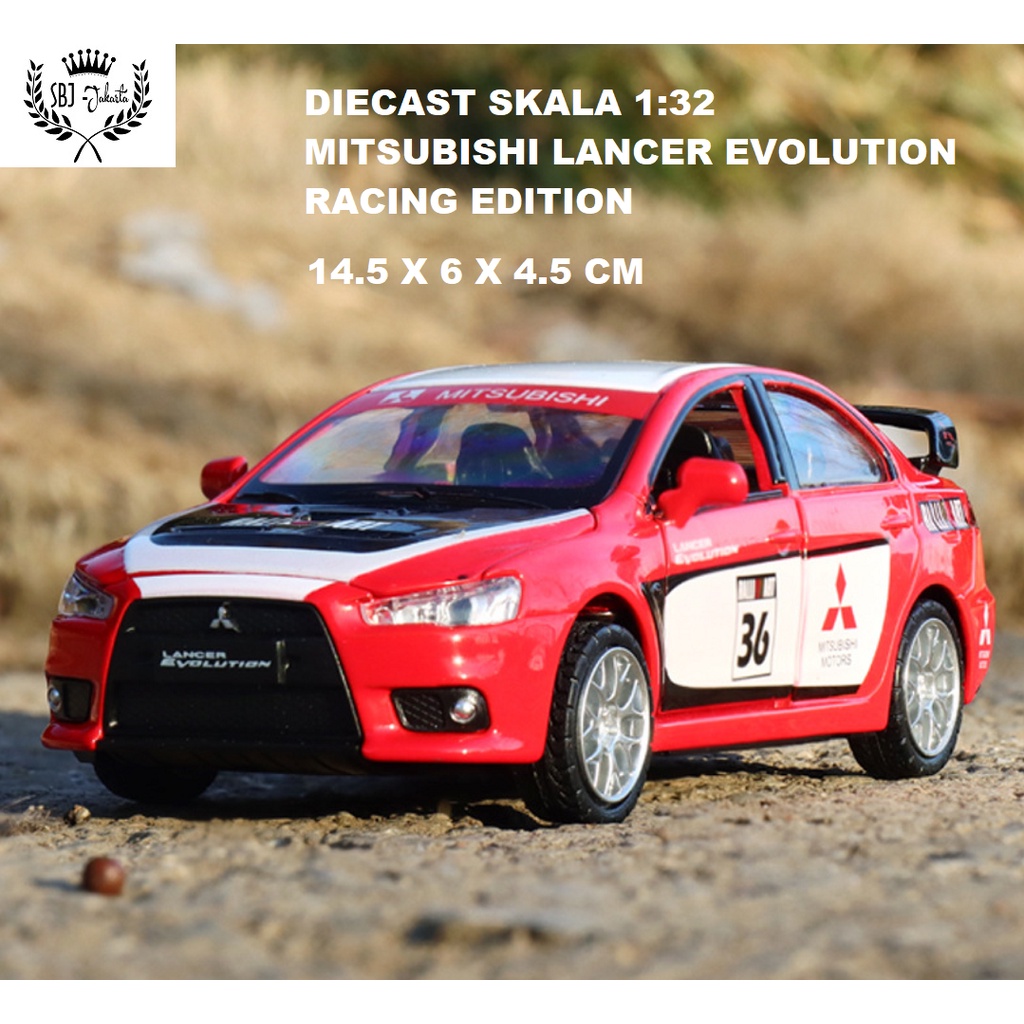 DIECAST MOBIL MITSUBISHI LANCER EVOLUTION OFFICIAL LICENSED PRODUCT RACING SKALA 1:32
