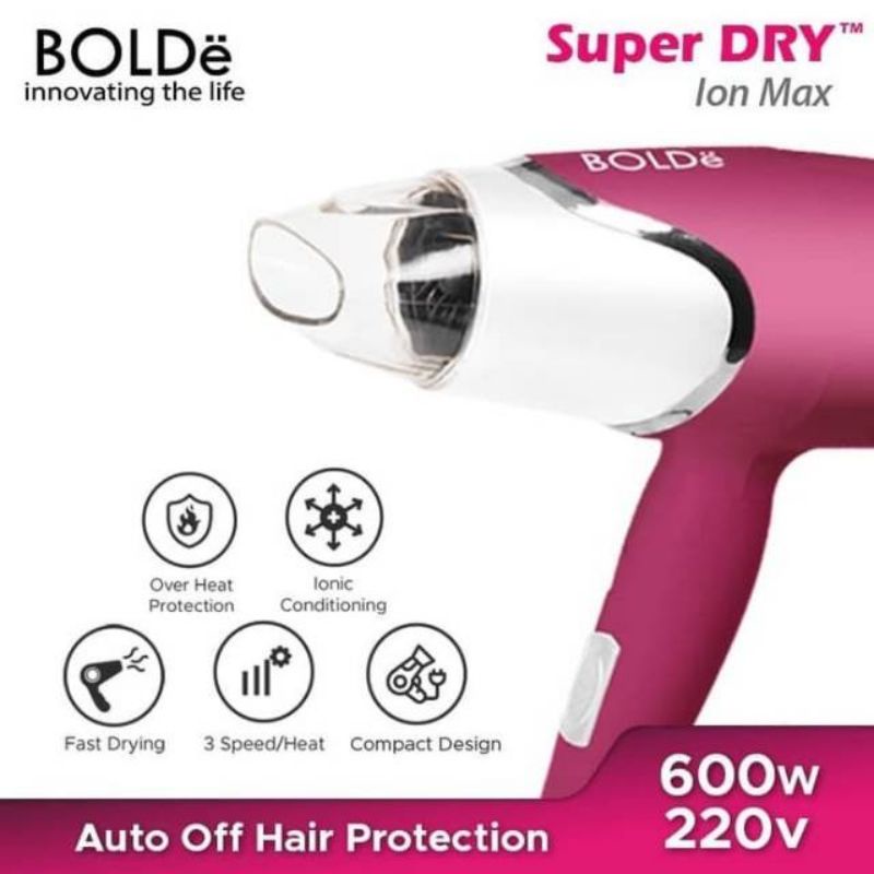 BOLDe Hair Dryer SUPER DRY ION MAX - Pengering Rambut Travel Hairdryer