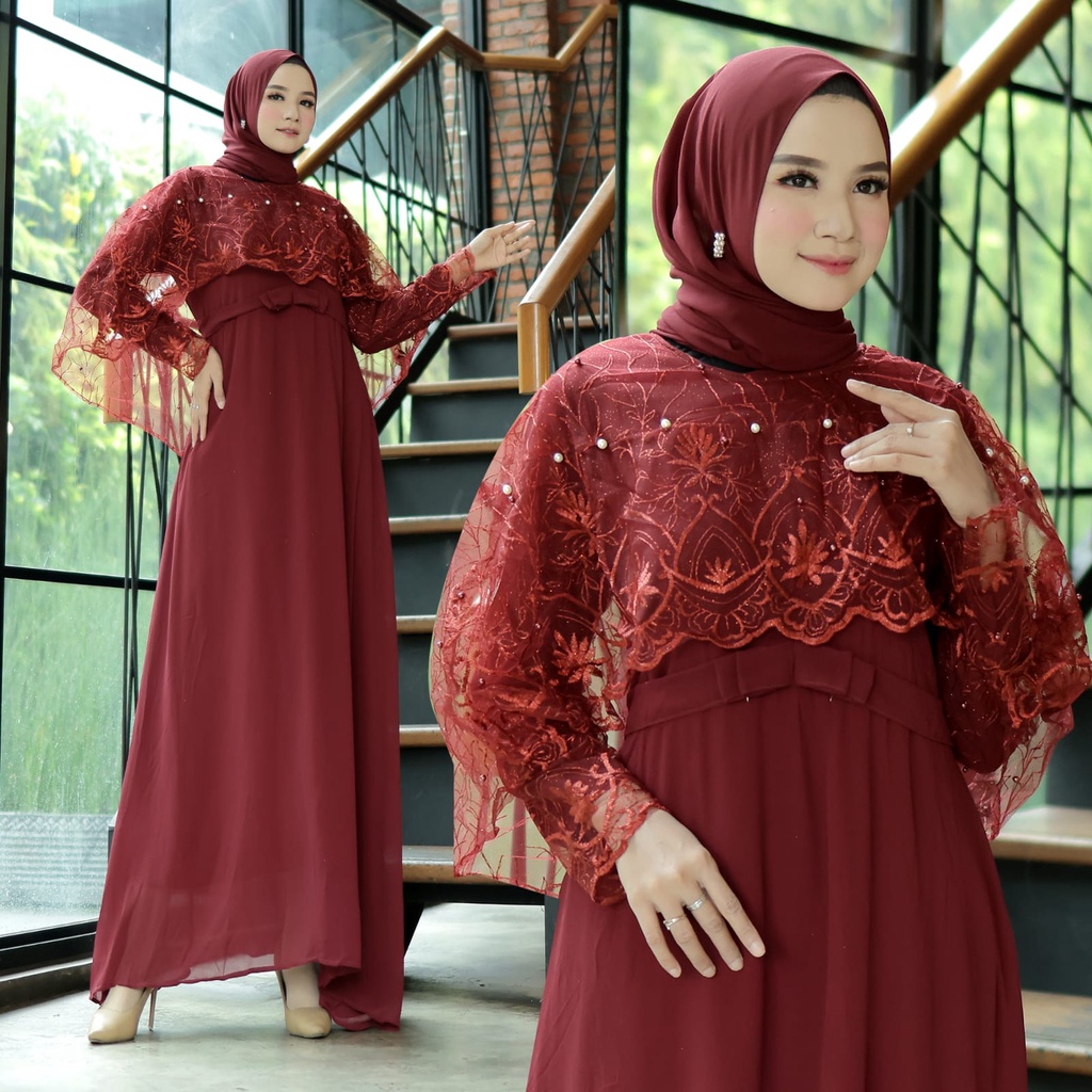 HOPYLOVY - Maxi Dress Pesta Mewah Nursanti