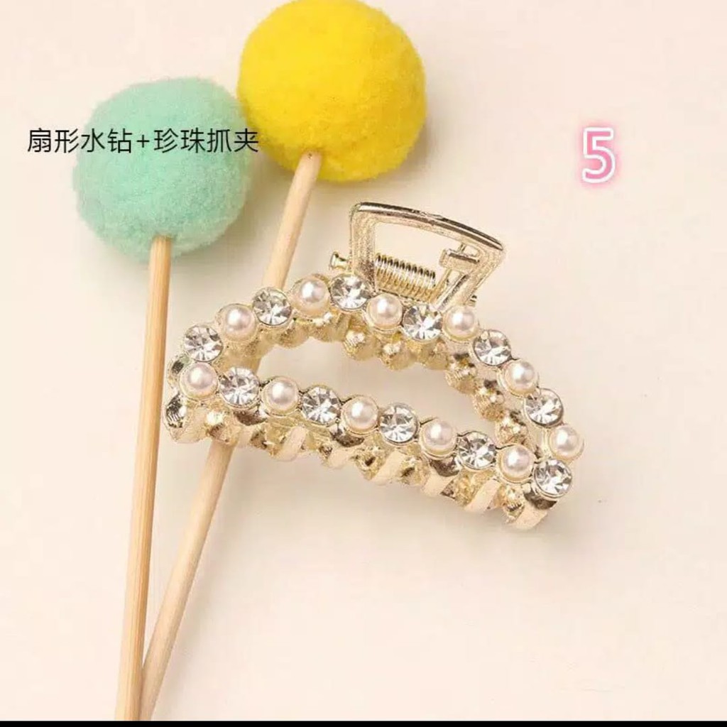 *ALIBABA1688*CODJepit Rambut Wanita korean Large Size Side Clip Pearl Hairpin Rhinestone Sweet Lovel