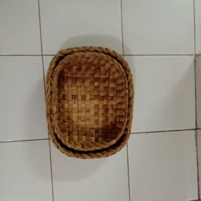 Bisa Cod / Keranjang Oval Enceng Gondok Isi 2