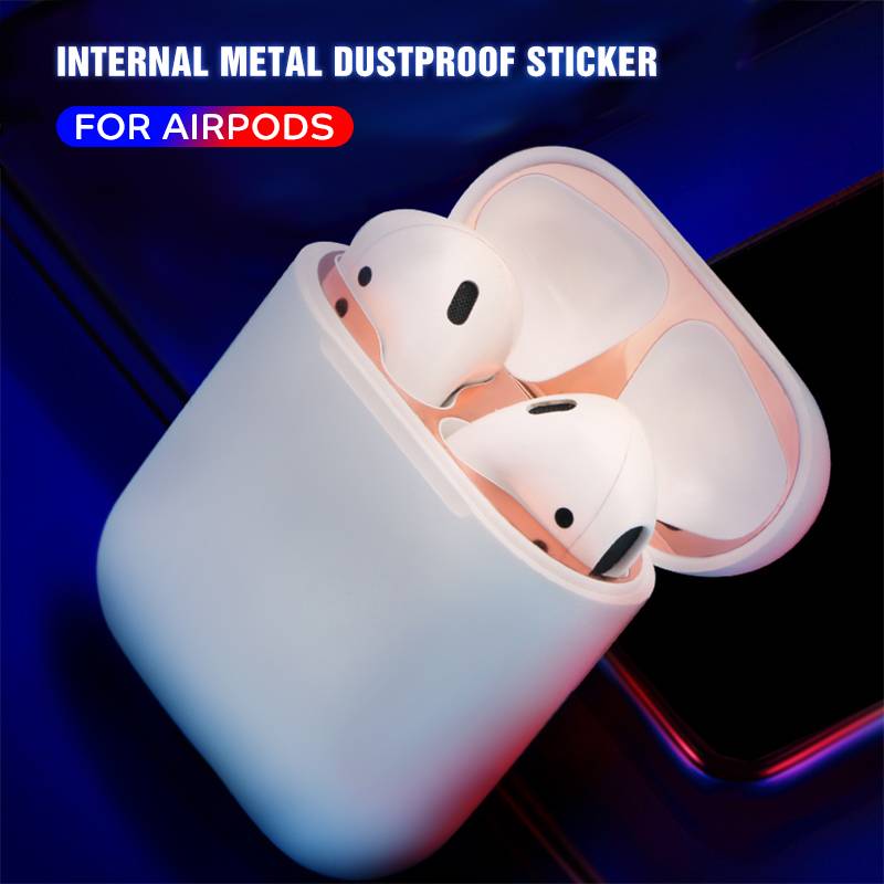 Stiker Cover Pelindung Anti Debu Bahan Metal Untuk Apple Airpods 1 2