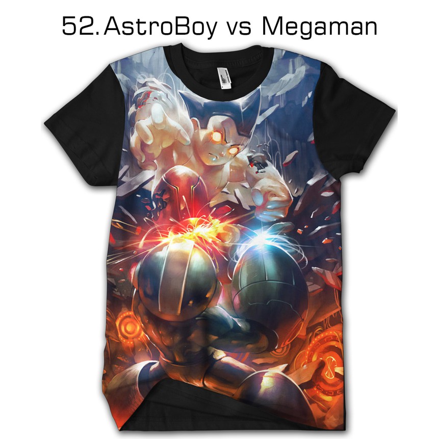 KAOS BAJU TSHIRT PREMIUM DISTRO LAKI LAKI OBLONG DISTRO 3d anime superhero Astroboy Vs Megaman - 52