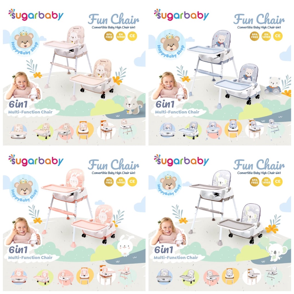 Sugarbaby MY CHAIR // FUN CHAIR // Sit On Me Folded ( BABY BOOSTER &amp; HIGH CHAIR ) 6 Growing Stages