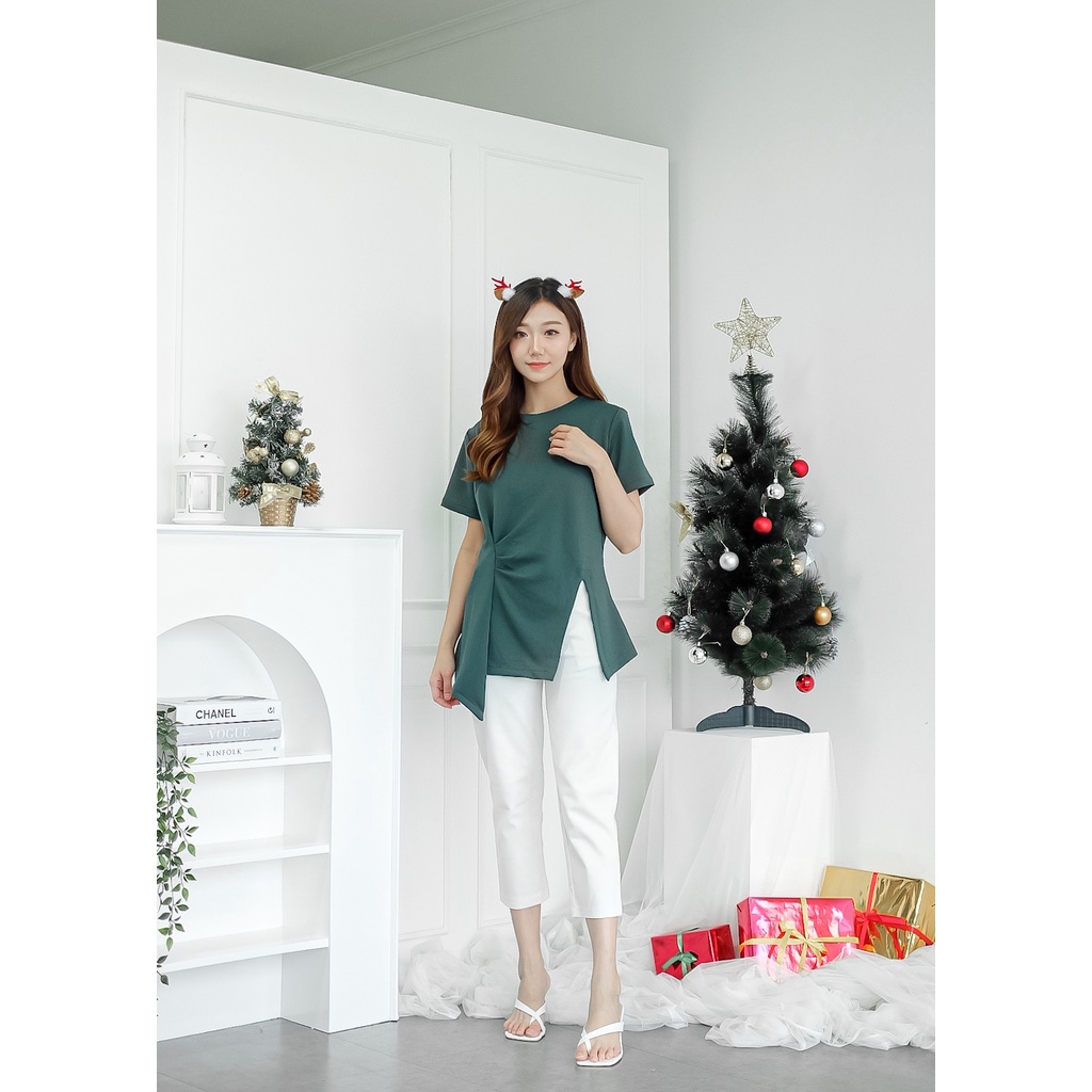 COTTONBELLS BLOUSE CASUAL WANITA JOLY SIDE SLIT TOP ( SP - B 9411)-3