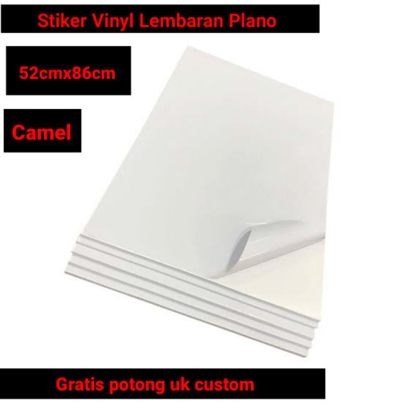 

Stiker Vinyl Putih(Non Coating) Lembaran 52 X 86 Bisa potong custom