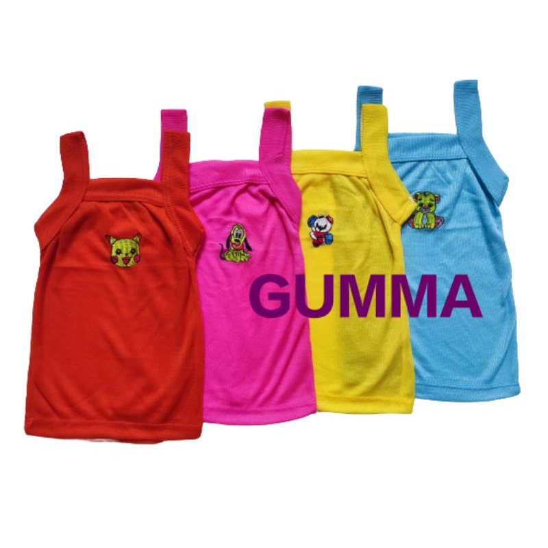 Gumma KAOS DALAM ANAK 0 - 5 TAHUN ~ MOTIF BORDIR ~ WARNA STABILO ~ singlet anak ~ singlet yukensi en