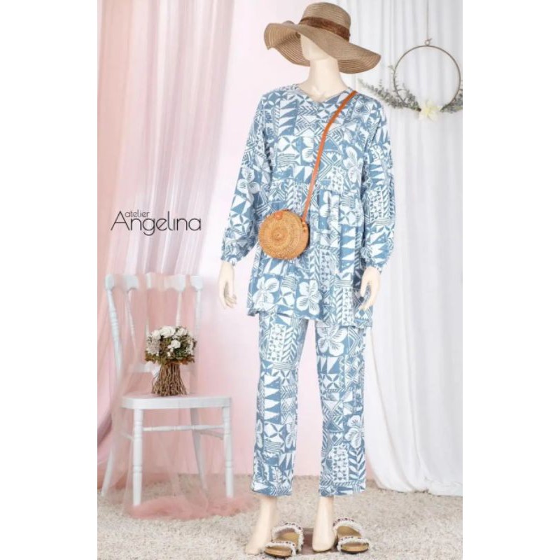 Anna Pajamas Vintage Patchwork Blue Size XL Atelier Angelina