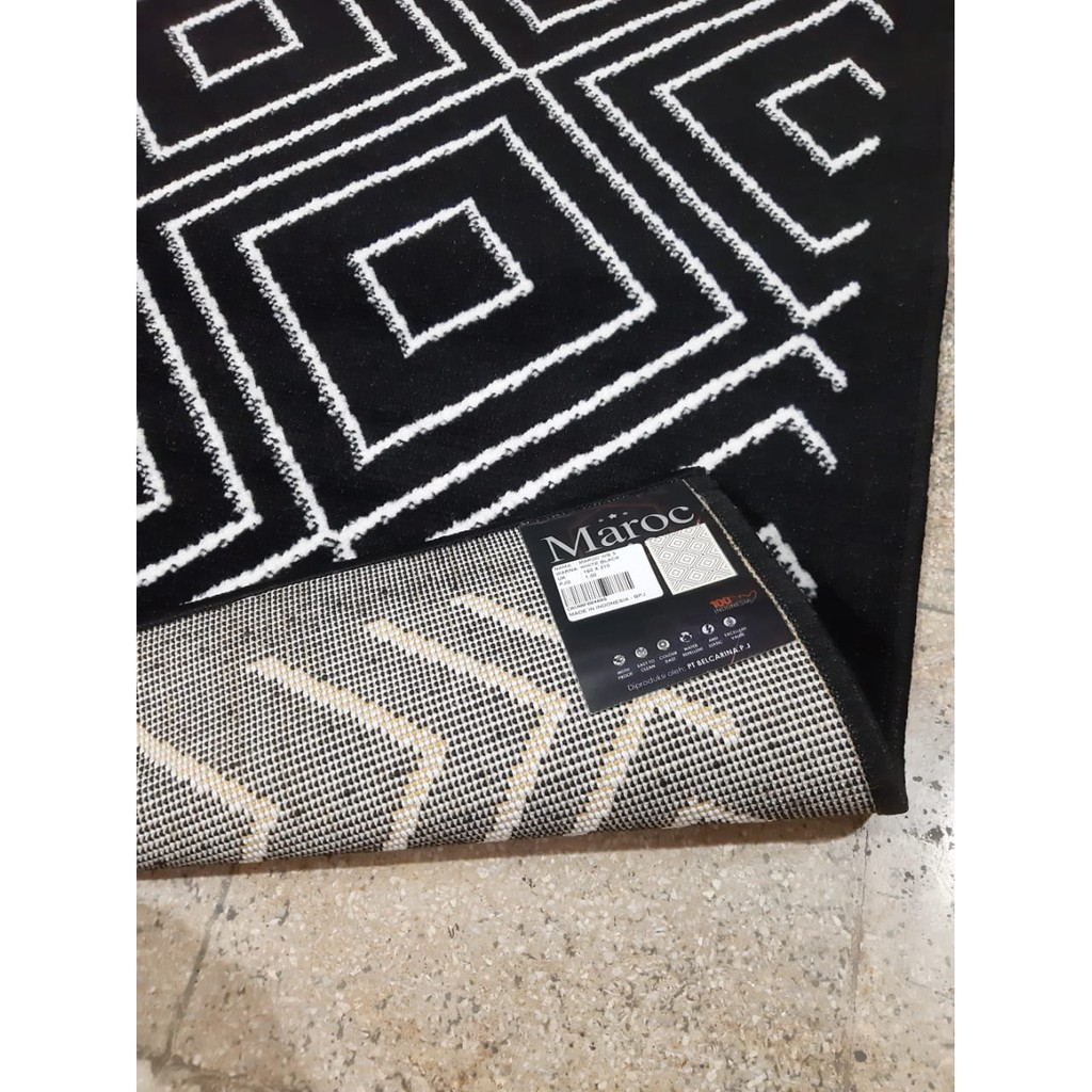 KARPET LANTAI MAROC 100X150 ALL BLACK MOTIF-5