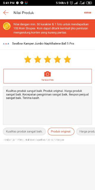 Swallow Kamper Jumbo Naphthalene Ball 5 Pcs