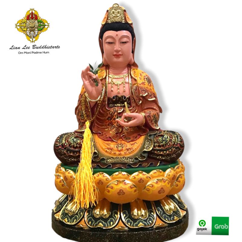 patung dewi kwan im batik uk 16 inch kayu