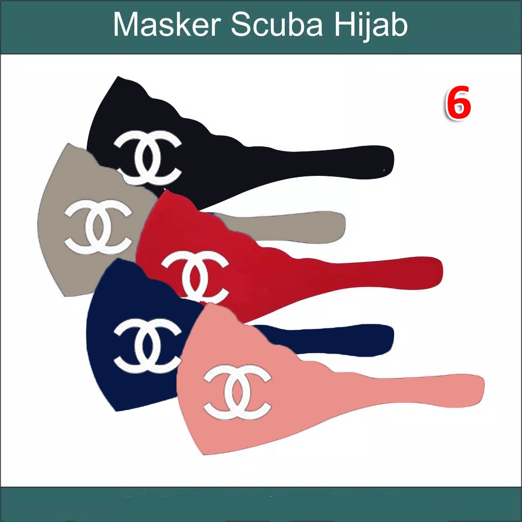 Masker Hijab motif 3 bahan scuba washable