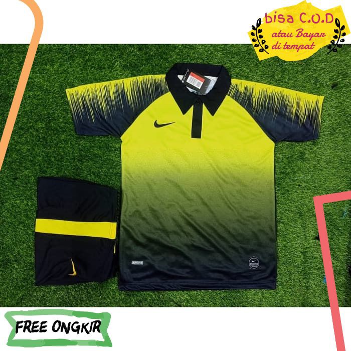 [COD]1069 BAJU FUTSAL / BAJU KAOS BOLA PRIA MURAH NIKE GRADASI KERAH KUNING IMPORT GRADE ORI