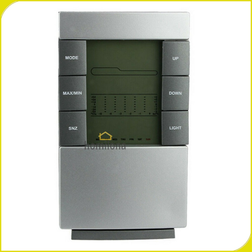 Weather Station Humidity Temperature Alarm Desk Clock Jam Alarm - 3210 - Silver