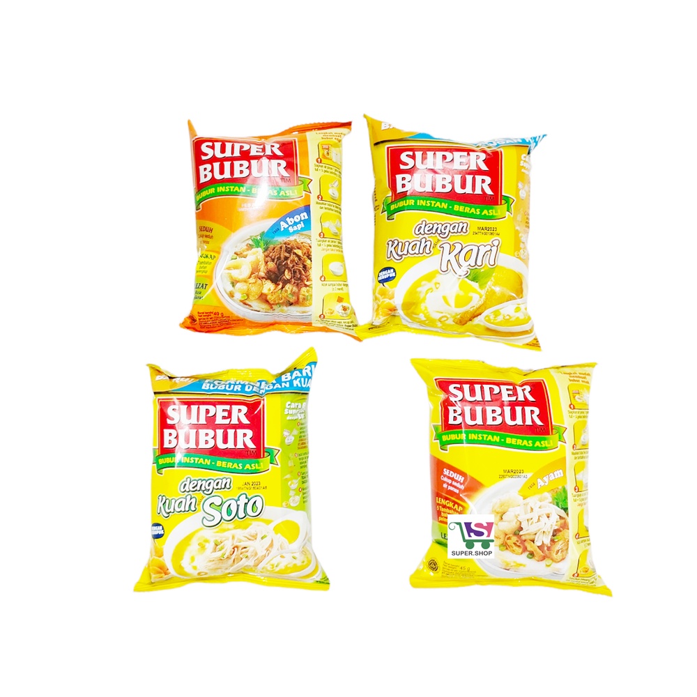 Super Bubur Instan Rasa Ayam / Abon Sapi / Soto / Kari 45 Gram