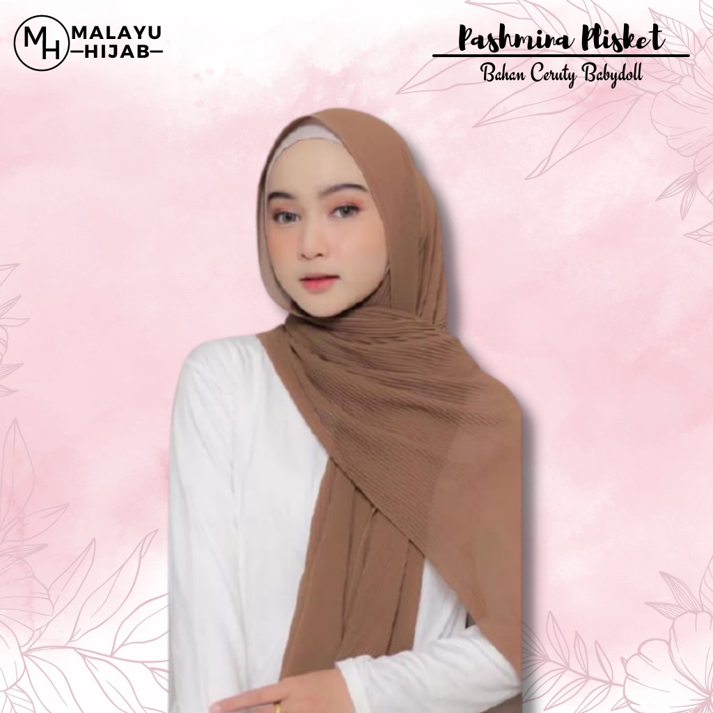 MALAYU HIJAB Kerudung Hijab Jilbab Pashmina Pasmina Plisket ceruty baby doll Fashion Muslim Wanita W