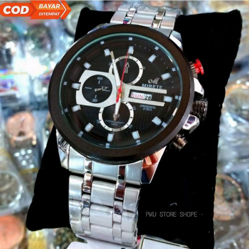 JAM MIRETE ORIGINAL JAM PRIA ANALOG TAHAN AIR FREE  BATRAI_JAM TANGAN COWOK RANTAI STAINLIS STEL JAM TANGAN PRIA WATER RESISITANT, JAM TANGAN IMPORT PRIA MODEL TERBARU_JAM TANGAN PRIA TERLARIS TAHAN AIR SILVER