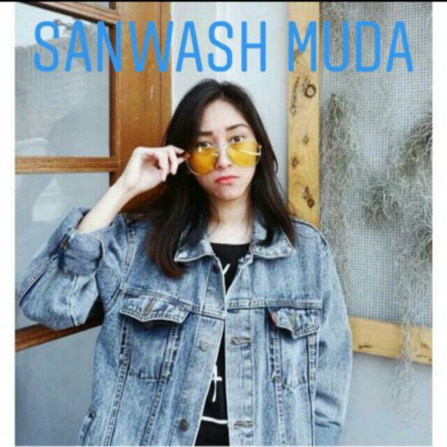 Jaket Jeans Sanwash Muda Oversize Premium Quality