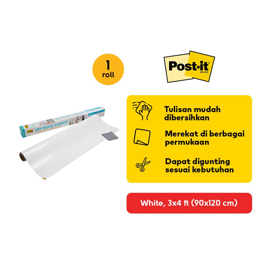 

Papan Tulis Instan Dry Erase Surface 3x4"(90x120 Cm) Post-It 3M DEF3x4