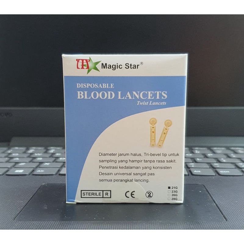 Jarum Bekam 21g isi 100pc/Lancet 21g Magic Star/Blood lancet  21g/Jarum keluarin darah