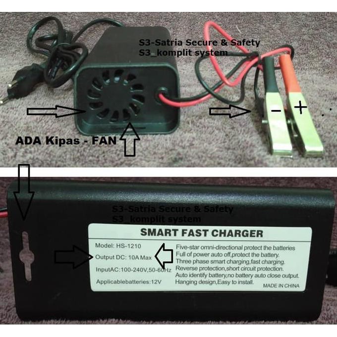Cas Aki Mobil 12v 10A / Charger AKI Mobil 10 A Smart Fast Charger