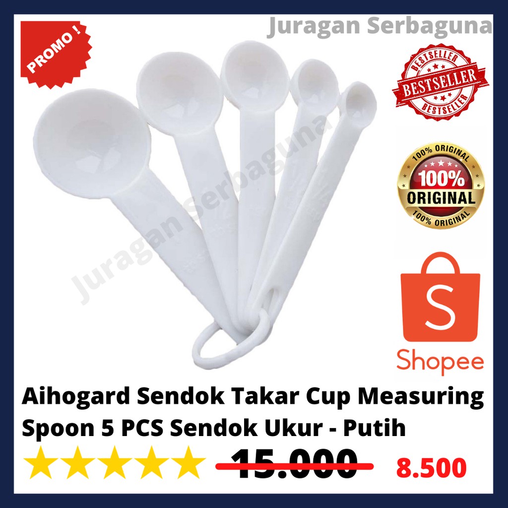 Aihogard Sendok Takar Cup Measuring Spoon 5 pcs Sendok Ukur - Putih