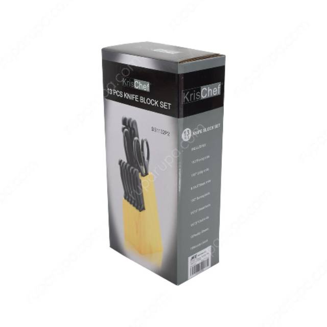 13pcs knife set Pisau Dapur Minimalis Block steak paring roti carving koki dll krischef