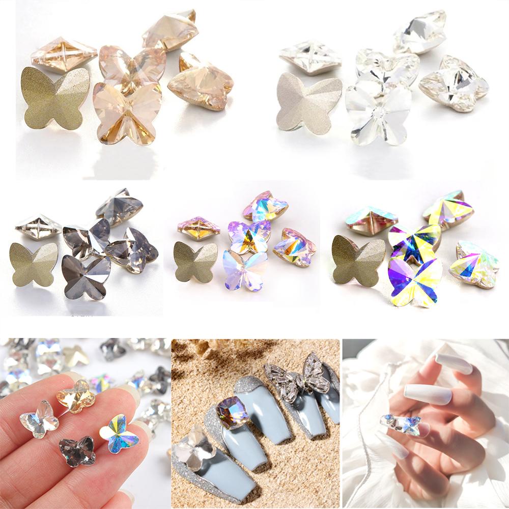 AUGUSTINA Berlian Imitasi Kuku Kupu-Kupu Agustina 20Pcs DIY K9 Aksesoris Manikur Kaca
