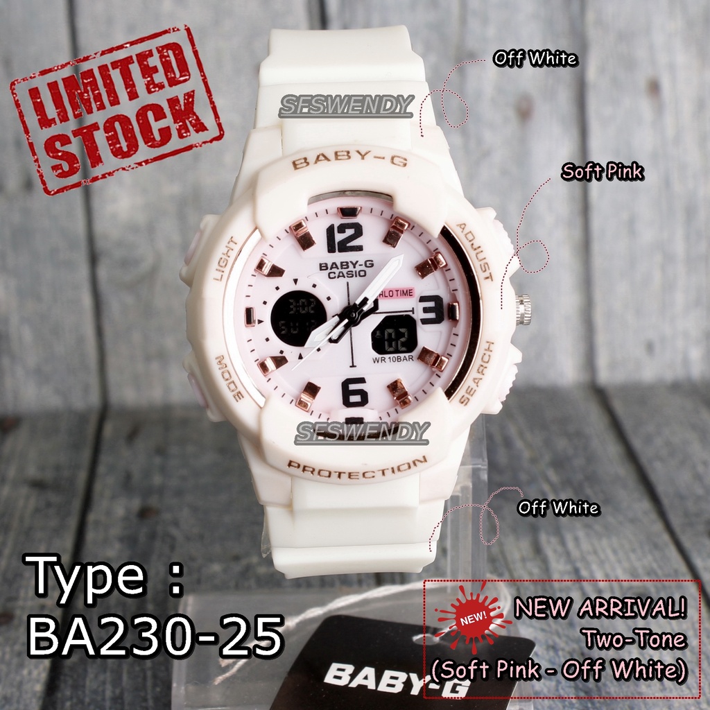 Jam tangan wanita &amp; anak anak Baby-G BGA-230 Putih Soft Pink dual time digital anti air sporty elegant