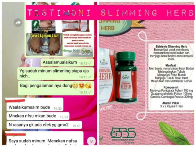 Slimming herbal batrisyia Pelangsing alami aman solusi perut buncit membakar lemak menurunkan BB