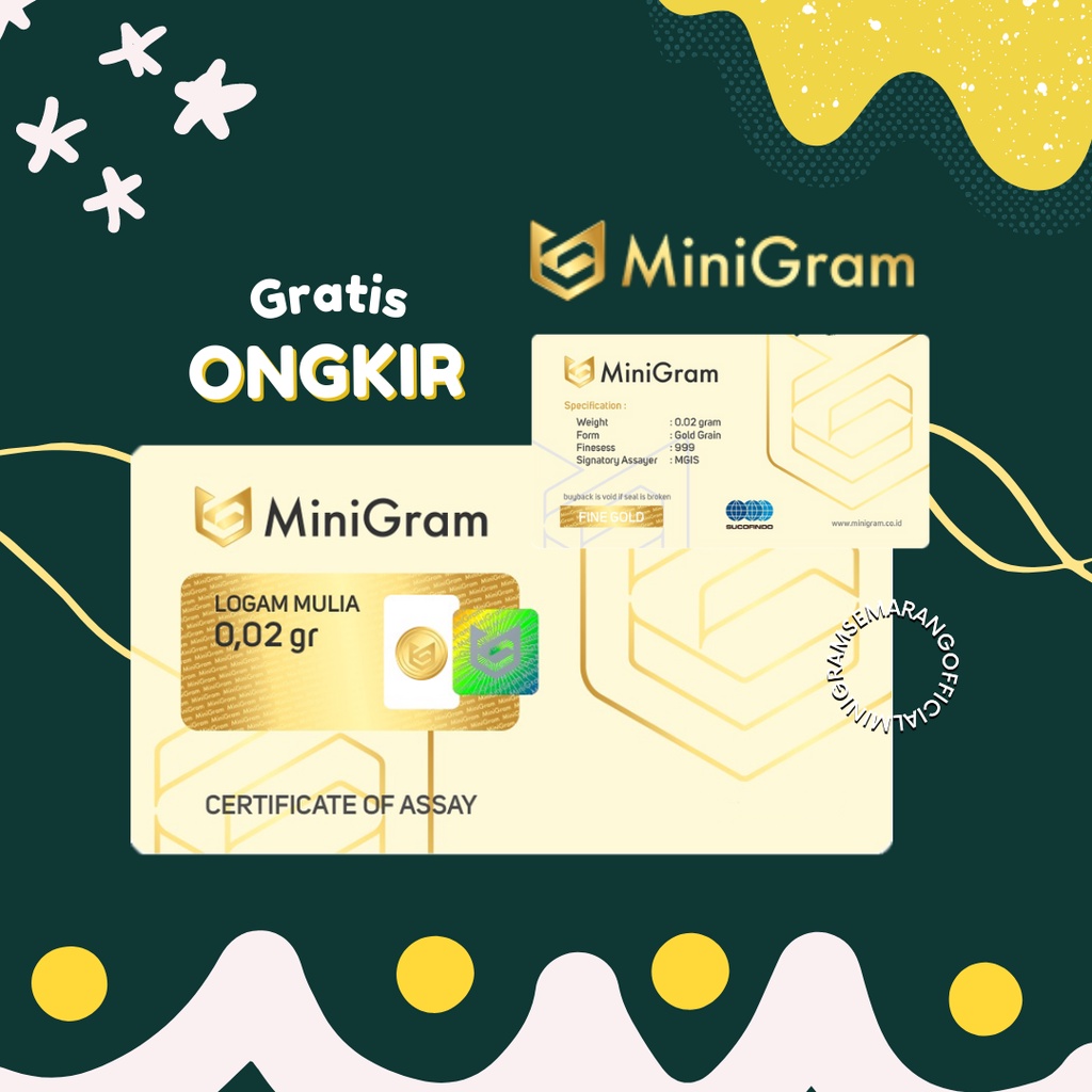 [Minigram Semarang] Minigram 0,02 Gram Emas Murni 24 Karat Bersertifikat