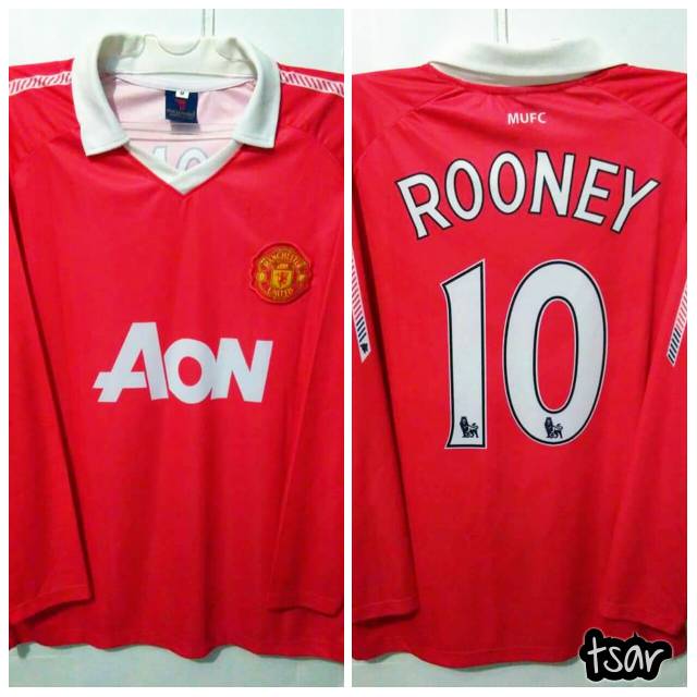 Jersey Manchester United Home 2009-2010 No.10 ROONEY Long Sleeve MULTISPORT Lokal Classic Vintage Me
