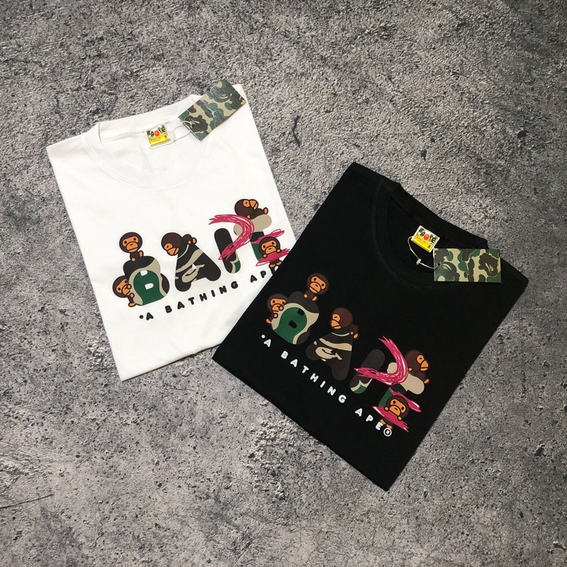 KAOS BAPE - A BATHING APE X BAIT TEES - TSHIRT BATHING APE - BAJU BAPE CAMO MIRROR 1:1