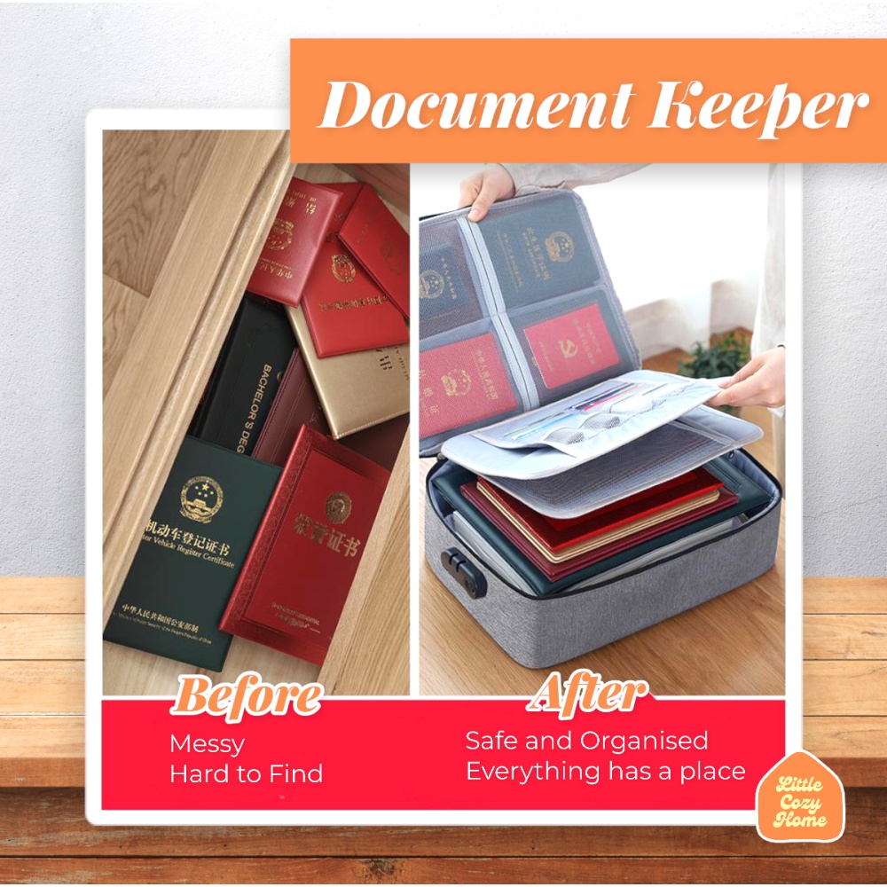 Tas Penyimpanan Dokumen Bergembok Tiga Susun / Document Keeper / Document Storage Bag / Tas Dokumen Penting / Tas Anti Air