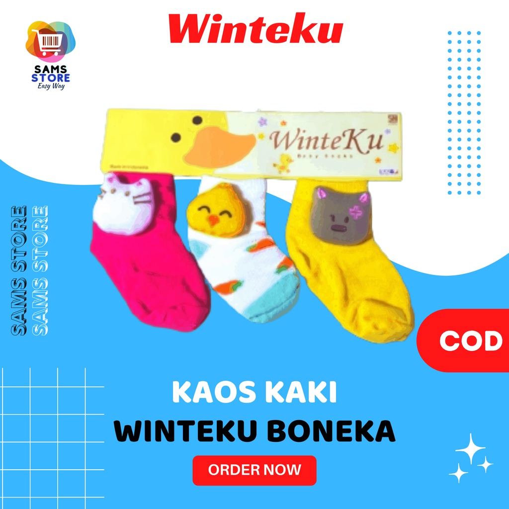 Kaos Kaki Anak Bayi Winteku Perempuan Laki-Laki Boneka 3D Kaos Kaki Bayi Newborn Cewek Cowok Motif W