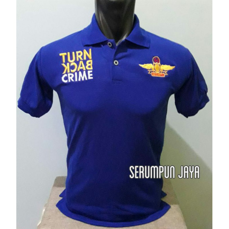 KAOS SECURITY TURN BACK CRIME WINGS - KAOS KERAH TBC LOGO WINGS BIRU FULL BORDIR