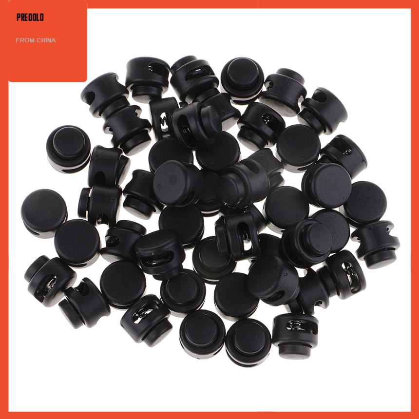 [In Stock] 50pcs Plastic Toggle Spring Stop 2 Hole String Lanyard Luggage Stoppers 13mm