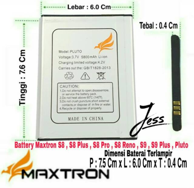 Baterai Battery Original Maxtron S8 S8 PLUS S8+ S8 Pro / V12 Appolo / Pluto Diamond / Pluto Rainbow