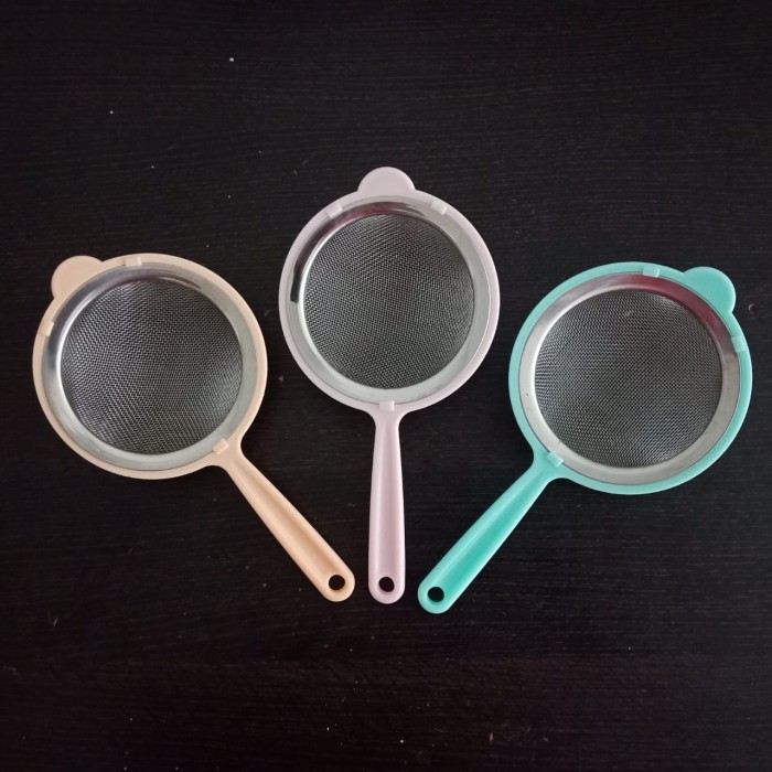 Saringan stainless Steel Gagang plastik 12 cm saringan teh kopi