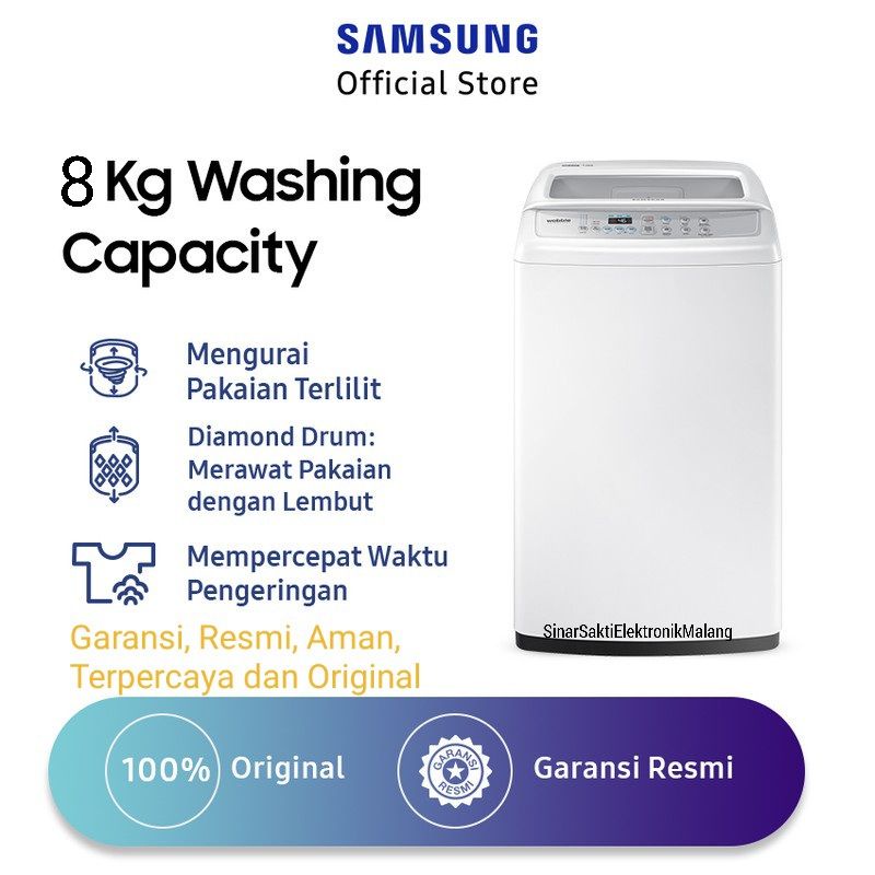 Mesin Cuci Samsung 8 kg WA80H4000 1 Tabung Garansi Resmi