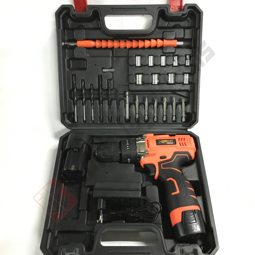 XENON CDID707 Cordless Bor Beton 18 V SET - Baterai Impact Drill Besi Kayu Mesin Bor Tembok Torque