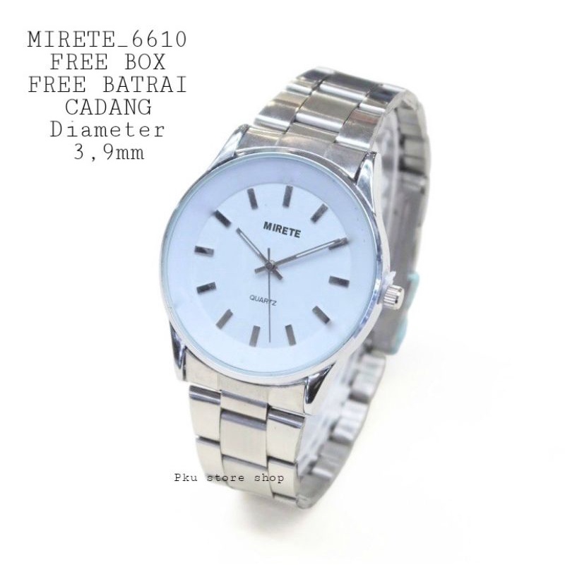 mirete_6610 Free box jam tangan pria terbaru Water  resistant jam tangan pria rantai stainlis stel bulat  jam tangan import mirete