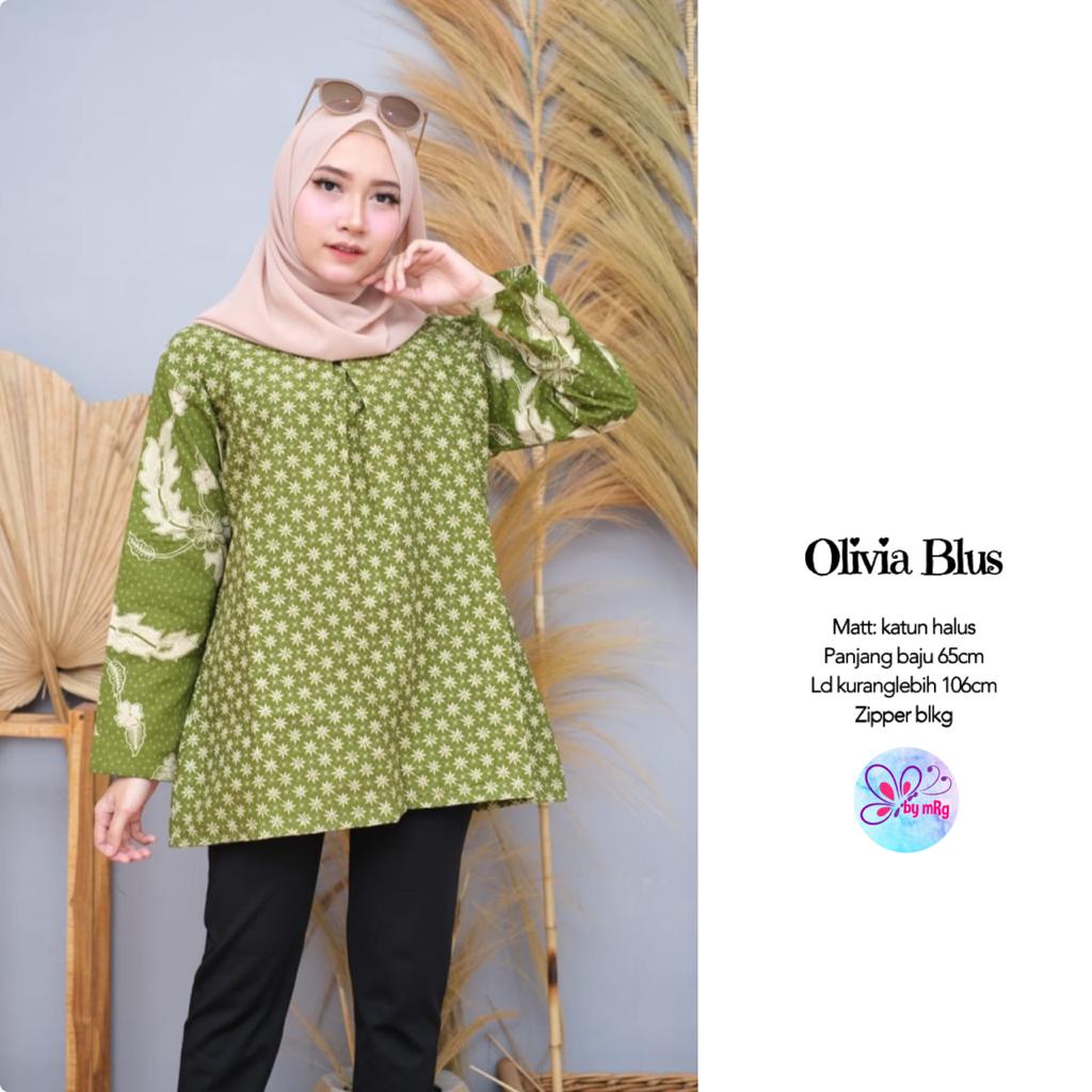 Blus Batik Olivia Truntum Daun