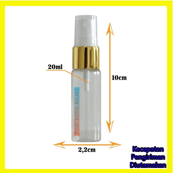 Botol Spray kosong 20ml half cap ( emas natural)
