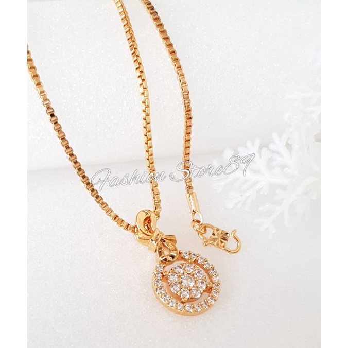 Kalung Liontin Permata Fashion Impor Perhiasan lapis emas 18k yaxiya xuping pita permata zirconia