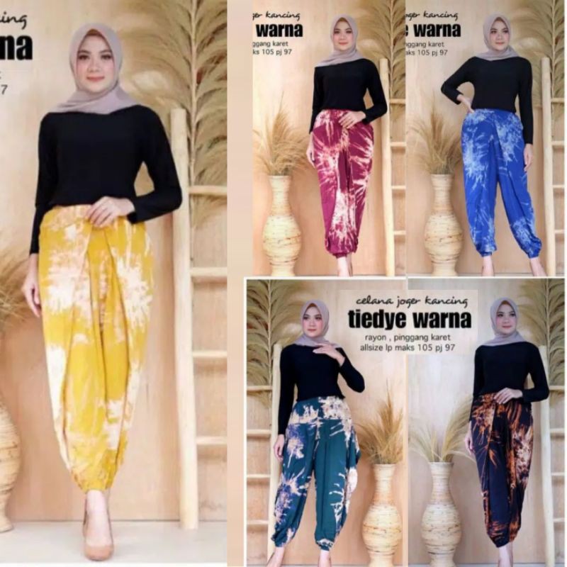 celana joger rayon murah kancing batik tiedye warna kulot wanita handmade kekinian tradisional kasual ABG cewek ibu muda cantik pendek