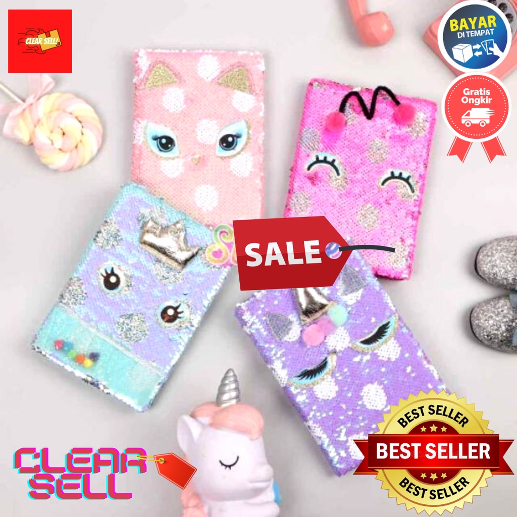 

Buku tulis 2 in 1 / Notebook / Notepad motif Unicorn polkadot blink blink / Glitter F9125