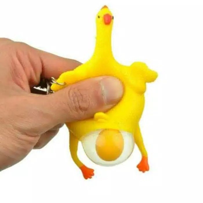 Squishy Ayam Bertelur Lucu Anti Stress Ada Gantungan Kunci