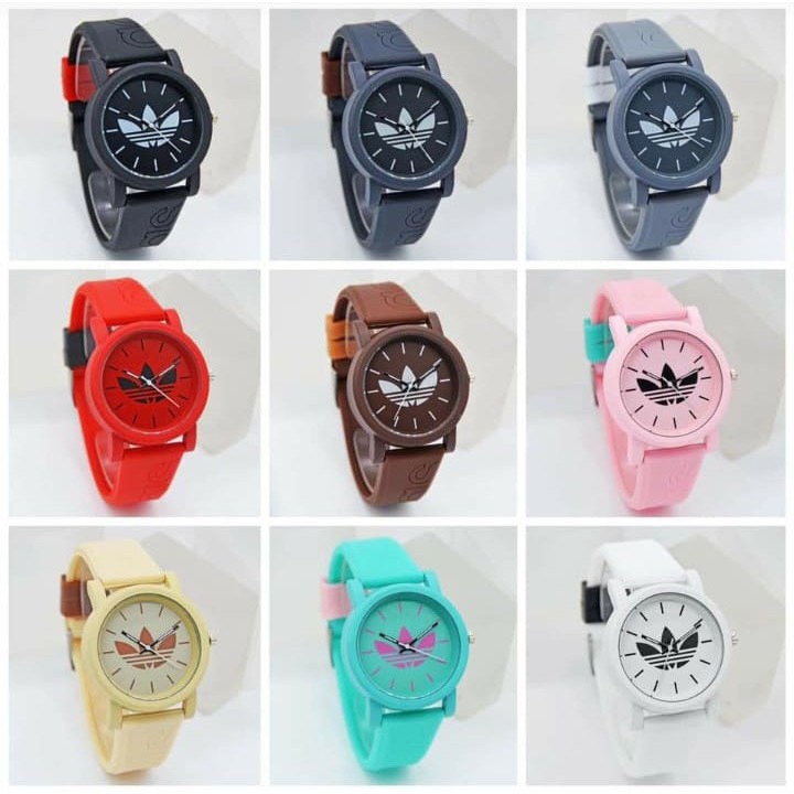 Jam Tangan wanita tali rubber warna adidas free batrai