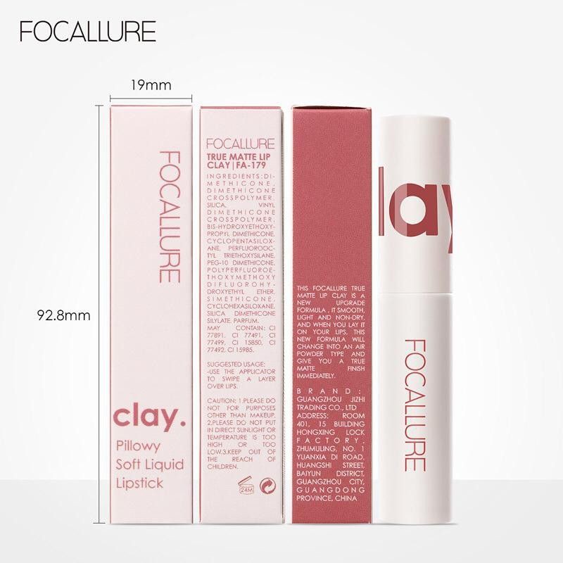 FOCALLURE True Matte Lip Clay Waterproof Lipstick Lip Gloss Lip Tint - Lipgloss Liptint Lipcream